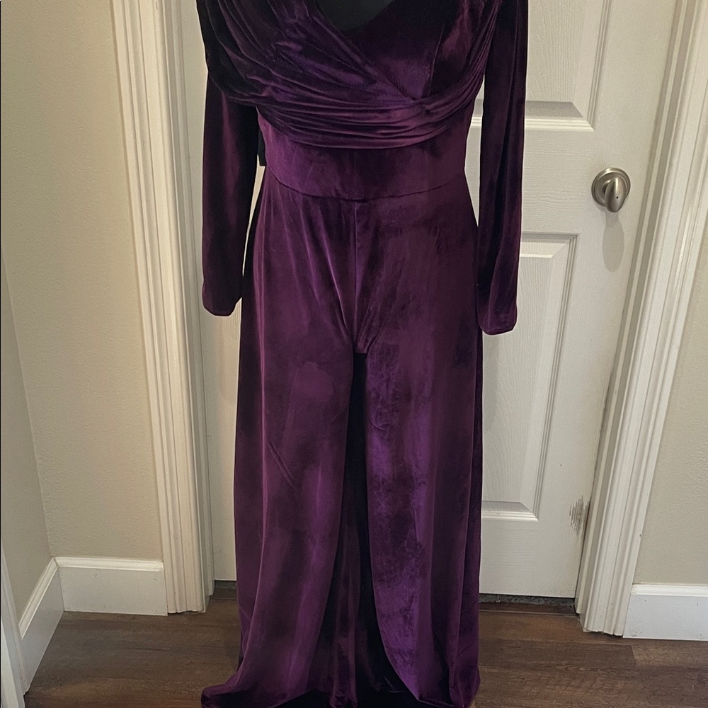 Elegant Purple Velvet Jumpsuit